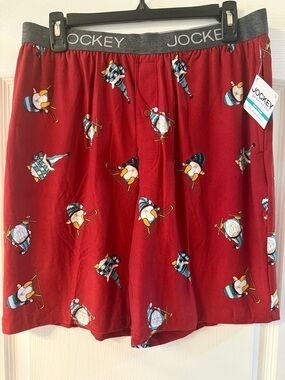 New Jockey Red Print sleep wear shorts with Gray Waistband